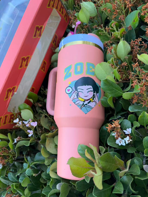40oz Stanley Tumbler with k-POP  Design High Quality Printed Wrap, Custom Kids Water Bottle, Gift Cup