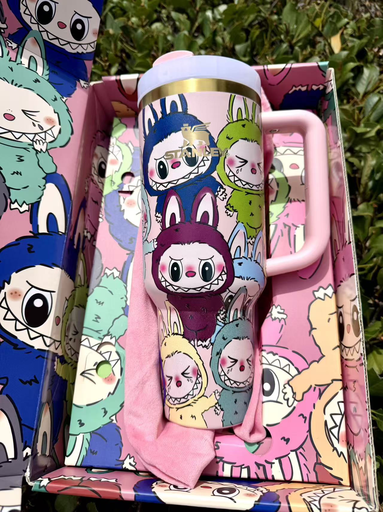 40oz Stanley Tumbler with Monster Design High Quality Printed Wrap, Custom Kids Water Bottle, Gift Cup