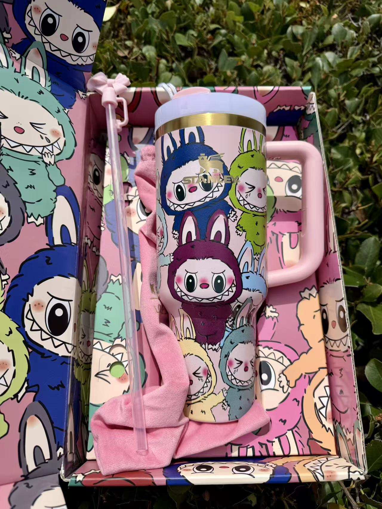 40oz Stanley Tumbler with Monster Design High Quality Printed Wrap, Custom Kids Water Bottle, Gift Cup