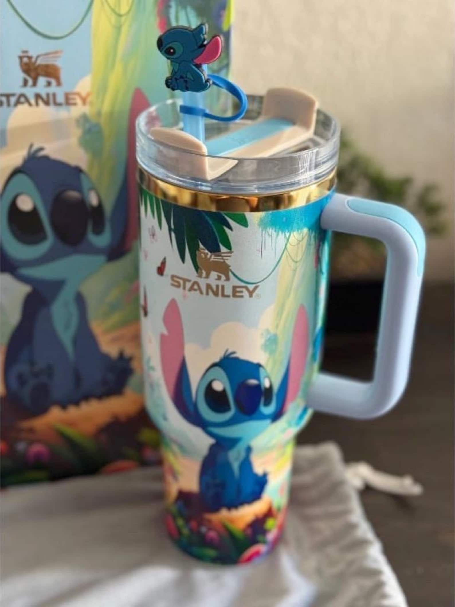 40oz Stanley Tumbler with Stitch Design High Quality Printed Wrap, Custom Kids Water Bottle, Gift Cup
