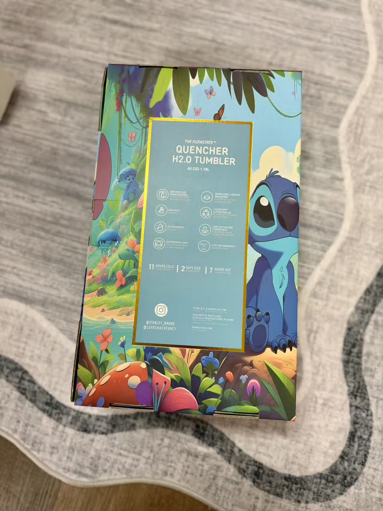 40oz Stanley Tumbler with Stitch Design High Quality Printed Wrap, Custom Kids Water Bottle, Gift Cup